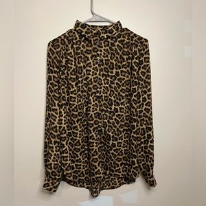 Leopard Print Button Down Blouse